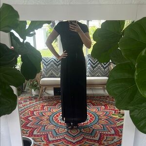 Loft Black Maxi Dress with Slit Size Small